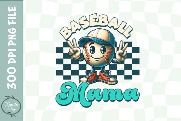 Baseball Mama PNG: A Retro Graphic for Crafts and Handmade Projects