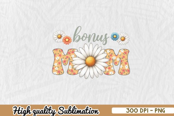 Bonus Mom Retro Hippie Floral PNG: A Versatile Graphic Design Asset for Crafts and Creatives