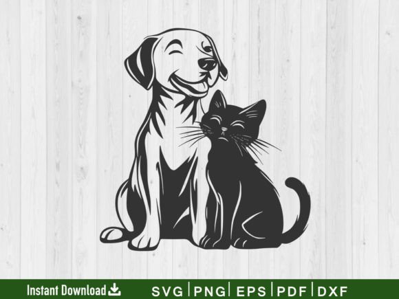 Dog and Cat Svg Silhouette Vector File for Crafts & Graphics