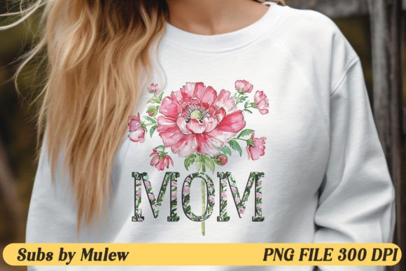 Floral Mom Mother’s Day PNG: A Vibrant Graphic Design Asset for Crafts