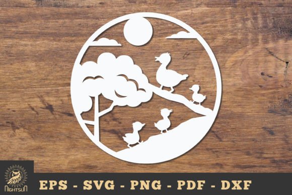 Mom and Baby Duck Papercut Round SVG: Graphics and Crafts Review