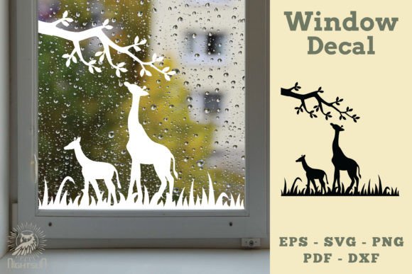 Mom and Baby Giraffe Window Decal SVG Graphics and Crafts
