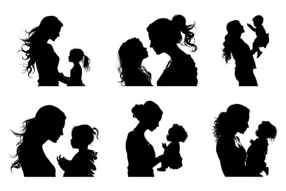 Mom and Baby Silhouette: A Timeless Graphic Design Asset for Crafts and Branding