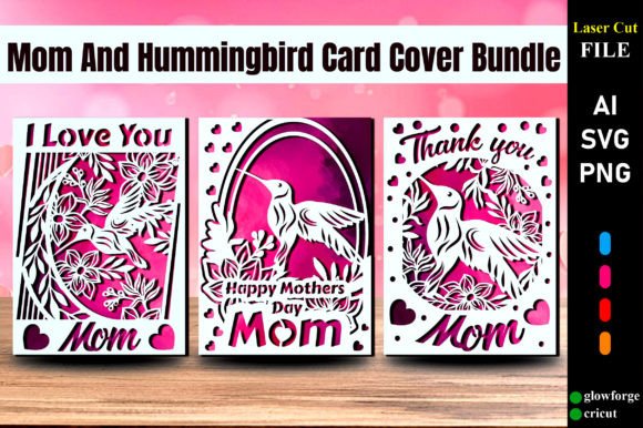 Mom and Hummingbird Card Cover Bundle: A Graphic Design Asset for Crafts & Local Branding