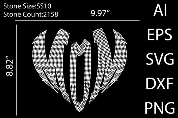 Mom Heart Rhinestone Template: A Versatile Graphic Design Asset for Crafts and Branding