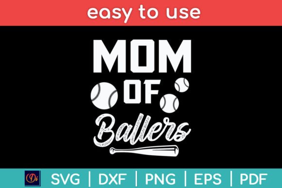 Retro Mom of Ballers Funny Baseball SVG for Crafts and Graphics